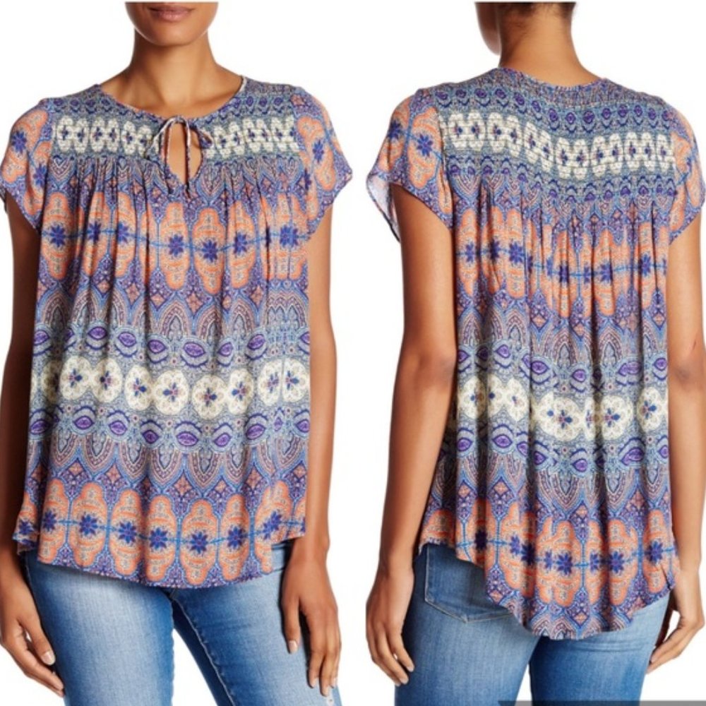 Lucky Brand Printed Smock Tee Size Small